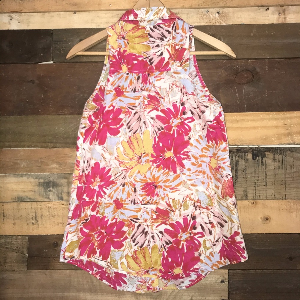 Anthro Porridge Floral Watercolor Button Down Tank - Picture 3 of 7